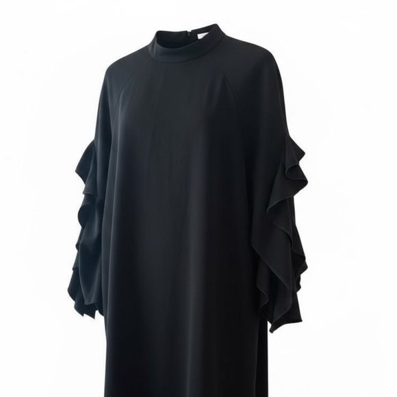Eloquii Plus Size Black Dress with Ruffled Sleeves - Picture 1 of 9